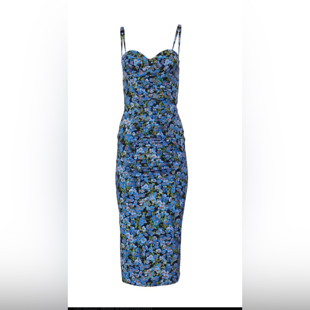Carolina Herrera Blue and Green Floral Dress - Picture 6 of 14